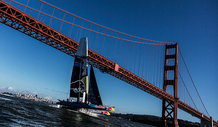 The first official Red Bull Youth America´s Cup AC45 sailboat performs in San Francisco, California, USA on February 8, 2013.