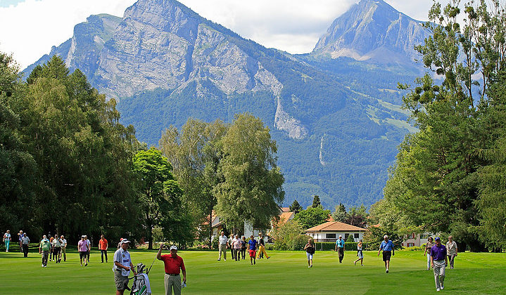 A player of country in action during the second round of the Bad Ragaz PGA Seniors Open played at Golf Club Bad Ragaz on July 7, 2012 in Bad Ragaz, Switzerland.